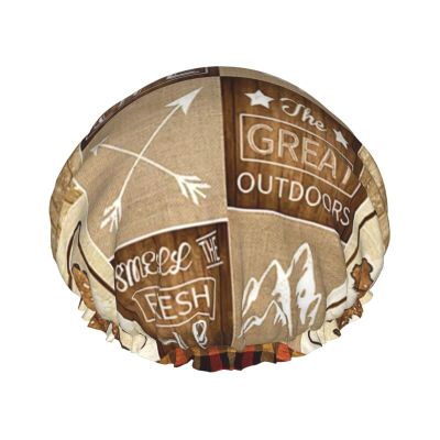 Retro Rustic Lodge Bear, Moose & Deer Plaid Shower Cap