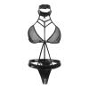 COOKOE Women's PU Leather Bralette and Mini Skirt Lingerie Set view 2