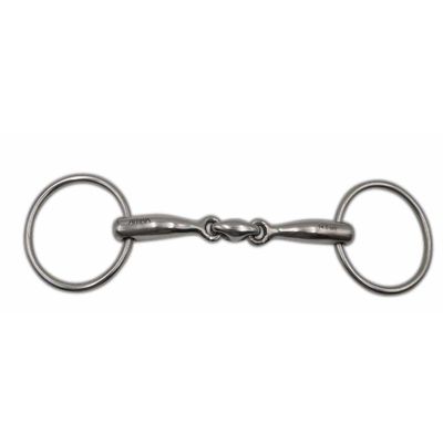 AMKA Double-Jointed Loose-Ring Snaffle Bit, Solid Stainless Steel, 14 mm, 65 mm Rings