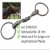 AMKA Double-Jointed Loose-Ring Snaffle Bit, Solid Stainless Steel, 14 mm, 65 mm Rings view 2