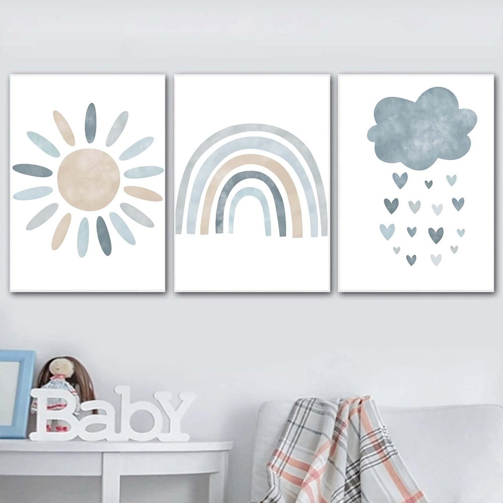 Recrtain Unframed Canvas Wall Art, 12 x 16 in, Blue