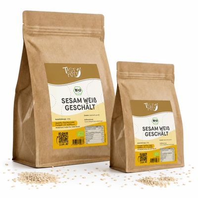 Tasty Pott White Hulled Sesame | Vegan | For Baking & Cooking | Nutty Salad Topping | 1000 g Bag