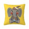 Printed Plush Pillowcase with Cute Baby Elephant on Yellow Background, Square, 45 x 45 cm view 1