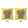 Printed Plush Pillowcase with Cute Baby Elephant on Yellow Background, Square, 45 x 45 cm view 3