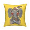 Printed Plush Pillowcase with Cute Baby Elephant on Yellow Background, Square, 45 x 45 cm view 4