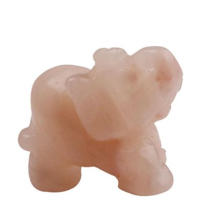 GROWWISH Pink Aventurine Jade Elephant Ornament Made from Natural Rough Stone