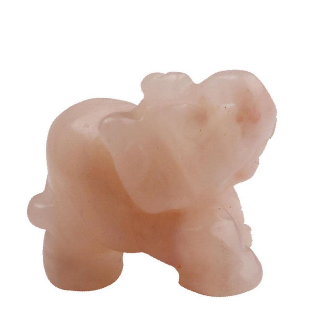 GROWWISH Pink Aventurine Jade Elephant Ornament Made from Natural Rough Stone
