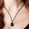 GROWWISH Necklace, Cord, Empty Stone Holder, Natural Quartz Crystal, Raw Stone Point, Healing Fish, Charged Pendant, Vivid Bright Yellow, France view 3