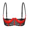Women’s Red Lace Open-Bust Underwire Push-Up Bra, H 5XL view 1