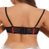 FEESHOW Women's Open-Bust Underwire Bra, Sheer Lace and Patent Leather, Red, 4XL view 2