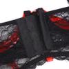 FEESHOW Women's Open-Bust Underwire Bra, Sheer Lace and Patent Leather, Red, 4XL view 4