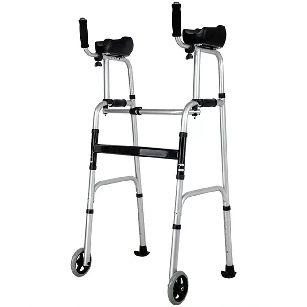 SEVEEZ Two-Wheel Walker with Armrests, Lightweight Height-Adjustable Aluminum Walking Aid