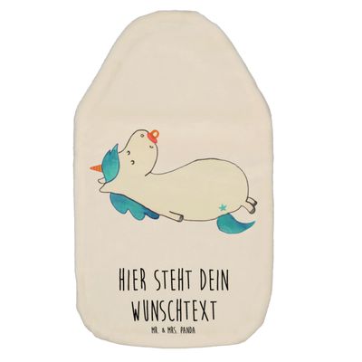 Mr. & Mrs. Panda Personalized Hot Water Bottle, Unicorn Pacifier - White