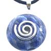Steinfixx Premium Sodalite Donut, Optional Necklace with Silver- or Gold-Plated Pendant and 80 cm Leather Cord (Donut with Gold Spiral) view 1