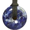 Steinfixx Premium Sodalite Donut, Optional Necklace with Silver- or Gold-Plated Pendant and 80 cm Leather Cord (Donut with Gold Spiral) view 2