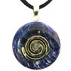 Steinfixx Premium Sodalite Donut, Optional Necklace with Silver- or Gold-Plated Pendant and 80 cm Leather Cord (Donut with Gold Spiral) view 3