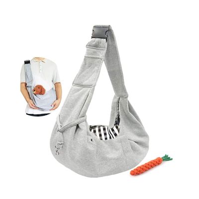 Treer Dog Carrier Sling for Small Dogs up to 7 kg, Adjustable Shoulder Strap, Light Gray