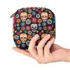 Zippered Period Pad and Tampon Storage Bag for Women and Girls, Day of the Dead Sugar Skull and Flowers view 4