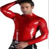 Men's Shoulder-Zip Fashion Sleeves Latex Top, Clear, XXL view 1