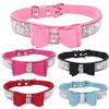 Small Dog Collar for Puppies and Cats with Rhinestone Bow, Light Blue, XXL view 1