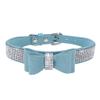 Small Dog Collar for Puppies and Cats with Rhinestone Bow, Light Blue, XXL view 2