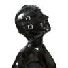SALANSEX Full-Face Latex Hood Mask with Mouth Gag and Eye Patch, Zipper, Size L view 1