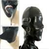 SALANSEX Full-Face Latex Hood Mask with Mouth Gag and Eye Patch, Zipper, Size L view 3