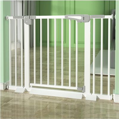 Samnuerly Retractable Baby Gate, Stair Gate for Dogs, Automatic Closing, No-Drill, White, 76–83 cm