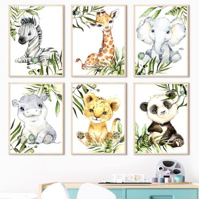 CAYBES 6-Piece Jungle Animal Wall Art for Baby and Kids' Rooms, Elephant Giraffe Lion Zebra, 40 x 60 cm Each, Unframed