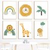 CAYBES 6-Piece Baby Nursery Posters, Lion, Giraffe, Rainbow, Tree and Jungle Animals, Canvas Wall Art Prints, 40 x 60 cm Each, Unframed view 1