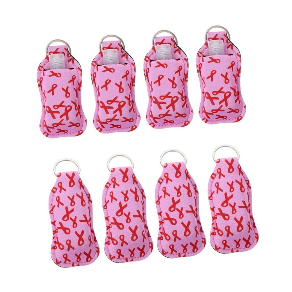 Beatifufu 4-Piece 30 ml Travel Neoprene Rubber Bottles with Keychains, Protective Sleeves and Twist Caps for Kids and Outdoor Use