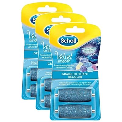 Scholl Velvet Smooth Replacement Roller Set, 3 Rollers, 2 Refill Packs