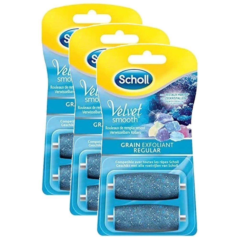 Scholl Velvet Smooth Replacement Roller Set, 3 Rollers, 2 Refill Packs