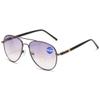 KOOSUFA Bifocal Progressive Reading Sunglasses, Gray Metal Aviator Frames, 1.0 view 1