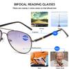 KOOSUFA Bifocal Progressive Reading Sunglasses, Gray Metal Aviator Frames, 1.0 view 3