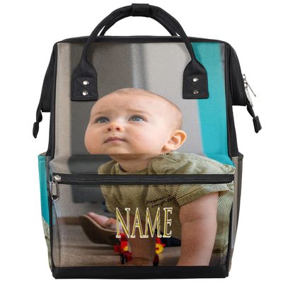 Ourtheme Personalized Diaper Backpack with Photo and Name/Text