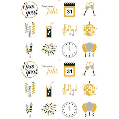 Printed Round Wafer Sheets – New Year's Eve, Various Sizes and Paper Types (Premium Wafer Paper, 24 pcs., 4 cm Diameter)