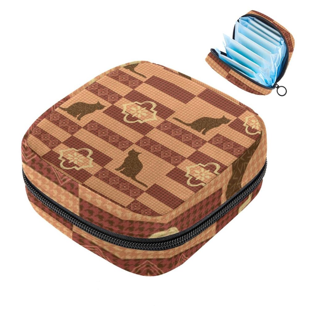 Zippered Menstrual Pad and Tampon Storage Bag for Women and Girls, Wild Animals