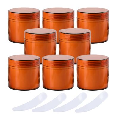 LusDoly 8-Pack 100 ml Brown Plastic Cosmetic Jars with Screw Lids