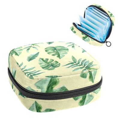 Women's Period Product Storage Bag, Tropical Leaves, Zipper Pouch