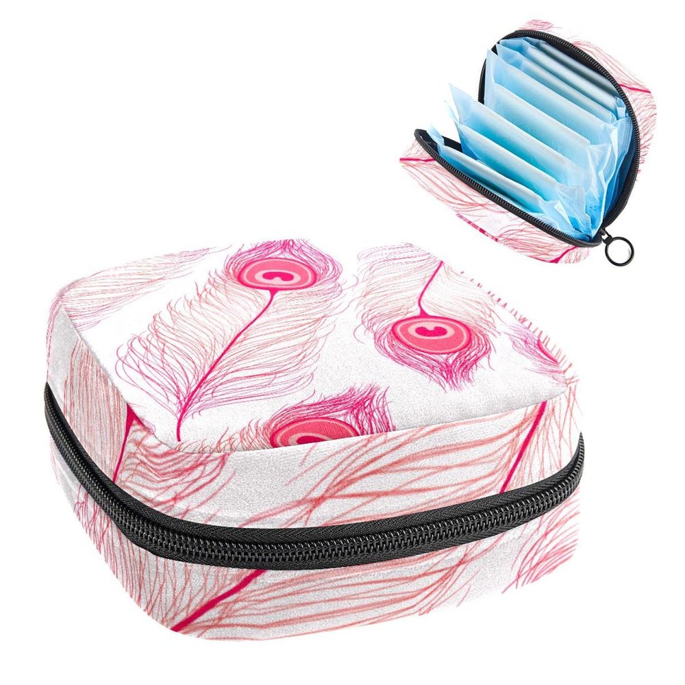 Pink Peacock Period Storage Bag with Zipper