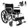 Foldable Lightweight Transport Wheelchair with Drum Brakes, 43 cm Seat Width, Steel view 1