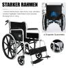 Foldable Lightweight Transport Wheelchair with Drum Brakes, 43 cm Seat Width, Steel view 2
