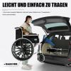 Foldable Lightweight Transport Wheelchair with Drum Brakes, 43 cm Seat Width, Steel view 3