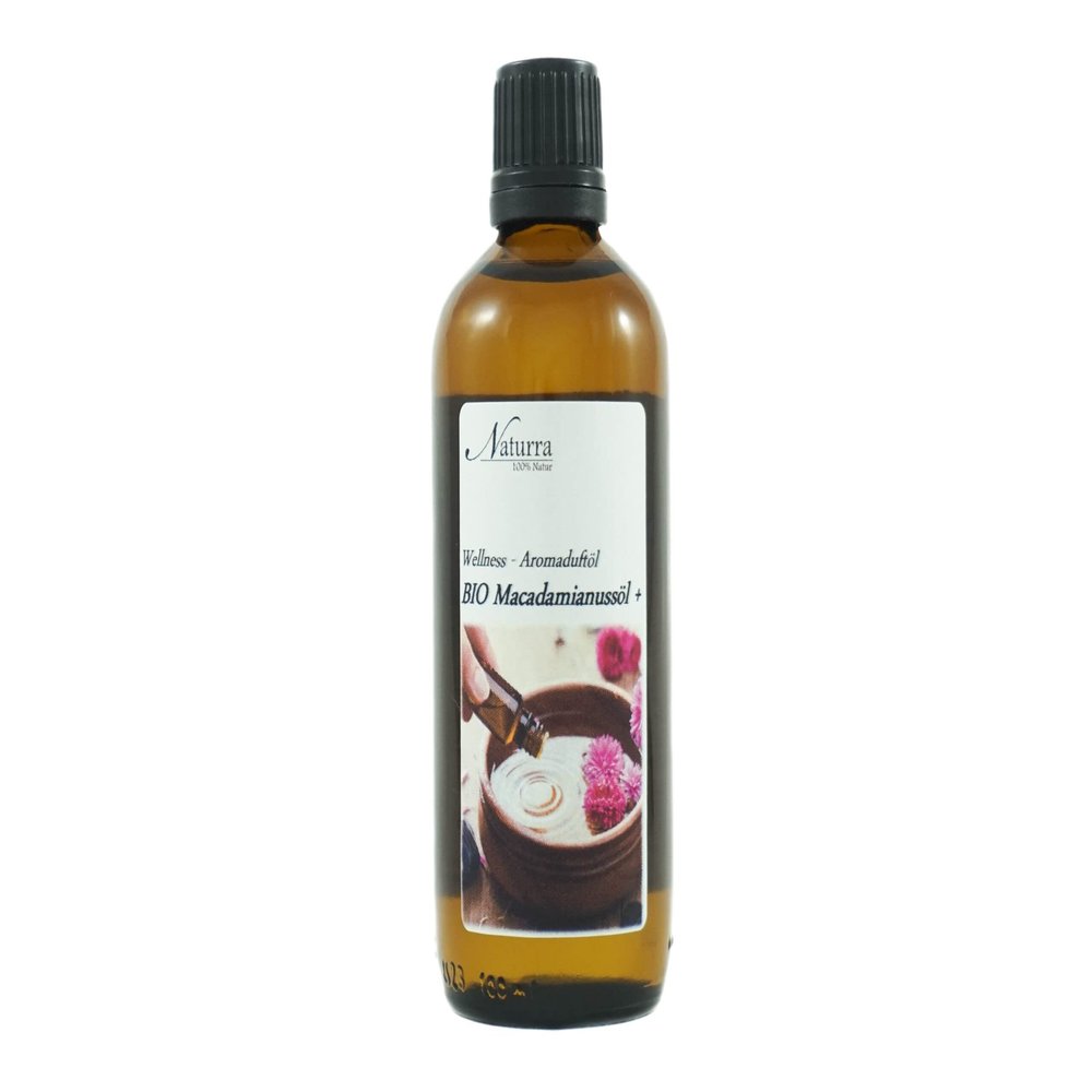 Naturra Organic Macadamia Nut Oil 100 ml, Cold-Pressed, Virgin, with Organic Blood Orange Essential Oil – Citrus sinensis