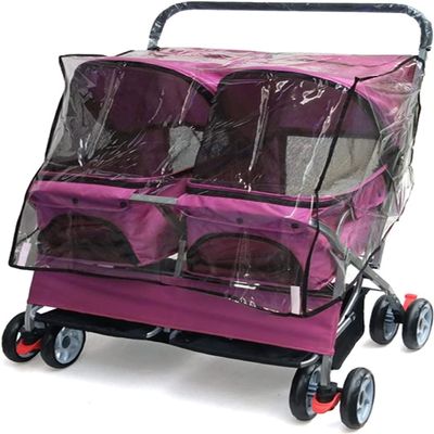 X&Z-XAOY Double Dog Stroller for Small and Medium Dogs, Rose Red