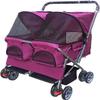 X&Z-XAOY Double Dog Stroller for Small and Medium Dogs, Rose Red view 3