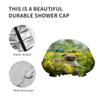Double-Layer Waterproof Shower Cap, Pug Lie Light Yellow Carpe Grass Flower Sky, Reusable Fashion Shower Hat for Women view 4