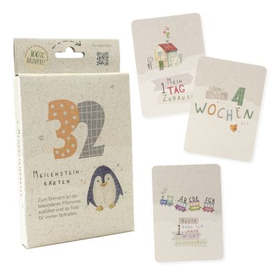 GreenLine Baby Milestone Cards, 32-Piece Set, Neutral for Boys and Girls, First-Year Moments and Milestones, 100% Cotton-Free Sugarcane Paper, Scorpio