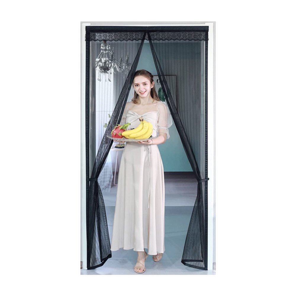 Mosquito Net 70 x 270 cm, Extra-Fine Mesh, Magnetic Curtain, Black